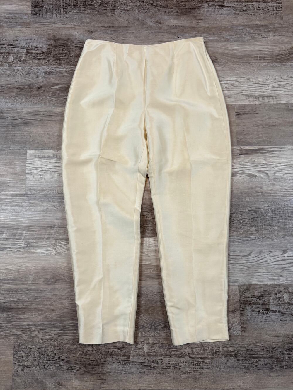 NWT Vintage Y2K Ann Taylor Ivory Silk Pants High Waist Straight Leg Holiday 14